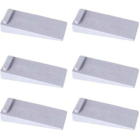 Tope de puerta, juego de 6 topes de puerta de goma antideslizantes, tope de puerta de suelo con altura ajustable, gris