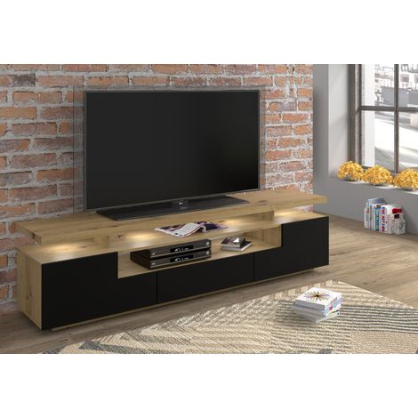 Mobile TV EVA 180 rovere artisan / nero opaco + LED (1/5)