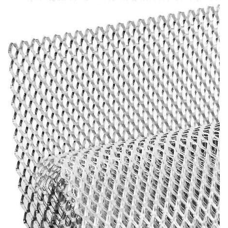 Aluminiumlegierungsplatte für Autogrill, silbernes rautenförmiges Gitter 4x8mm, Stoßstangengrilleinsatz, universeller Karosseriegrill.
