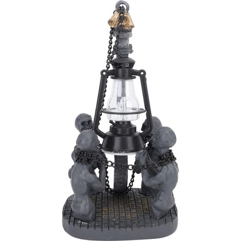 Décoration lumineuse LED en résine représentant quatre crânes, idéale pour Halloween. Lampe-statue compacte et raffinée pour bureau. (1/5)