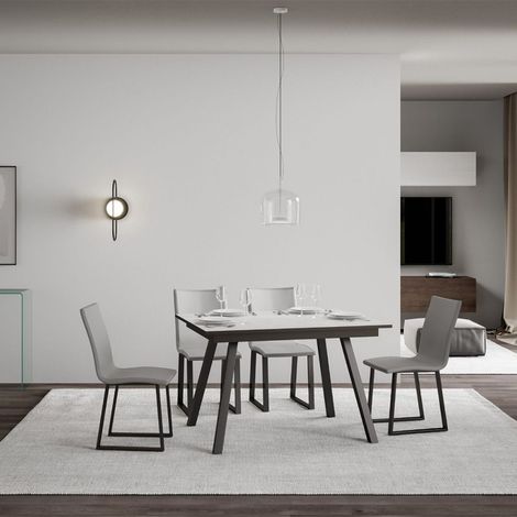 Tavolo allungabile 90x120/180 cm Mirhi Bianco Frassino telaio Antracite (1/5)