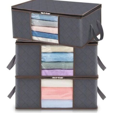 3 pcs 35L Clothes Storage Bag, Foldable Under-Bed Storage Box for Bedroom, Duvet, Clothes, Blanket, Toys (1/5)