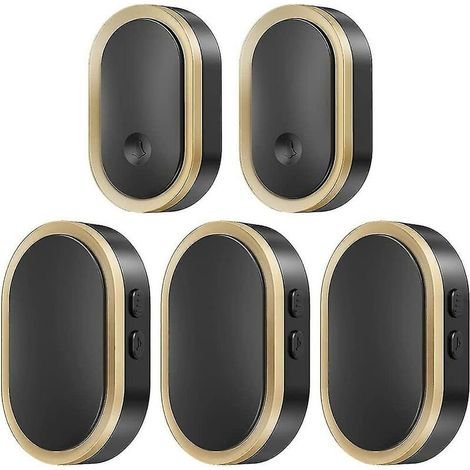 Ensemble de sonnette sans fil, sonnette sans fil étanche Ip55, LED clignotante, portée de 300 mètres, 2 émetteurs + 3 récepteurs, 36 sonneries, 5 niveaux de volume (1/4)