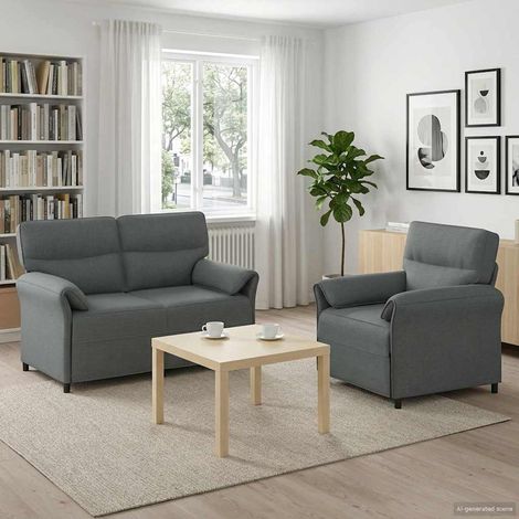 vidaXL Ensemble de Canapés 2 pc Gris foncé Tissu (1/5)