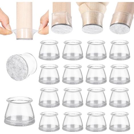 Protectores de patas de silla，16 piezas，Almohadillas de silicona con respaldo de fieltro para suelos de madera y patas de muebles (1/2)