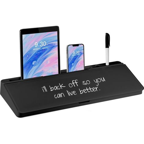 Youyijia Glass Desktop Whiteboard with Storage Organizer Dry Erase Desk Buddy with Smooth Writing Surface Keyboard Stand Memo Board for Home Office Accessories & Supplies (Black) (1/5)
