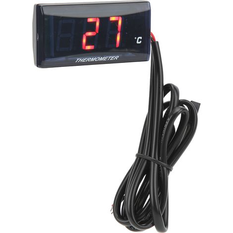 Universelles, schlankes Wassertemperaturmessgerät mit DC12V-LCD-Bildschirm für Motorräder, inklusive 16-mm-T-Stück und roter Hintergrundbeleuchtung (1/5)