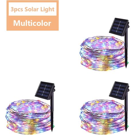 Guirlande lumineuse féérique LED (7 m, 50 LED, 3 pièces, multicolore) étanche, à énergie solaire, idéale pour décorer un jardin, un sapin ou toute autre fête de Noël. Compatible avec les décorations d (1/5)