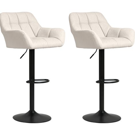 CHICFURN Taburetes de bar juego de 2 regulables 64-85 cm polipiel crema y negro giratorios (1/5)