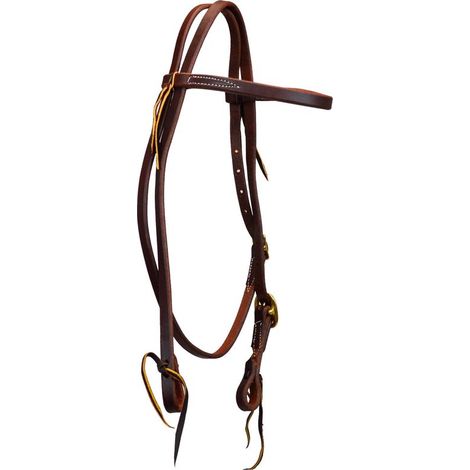 taglia unica, marrone dark oil: Testiera western in cuoio 5/8" con fibbia singola per cavalli