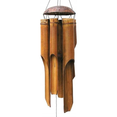1 Carillon à vent, Bambou, Résistant aux intempéries, Design Feng Shui, Tubes naturels, Décoration Jardin (1/5)