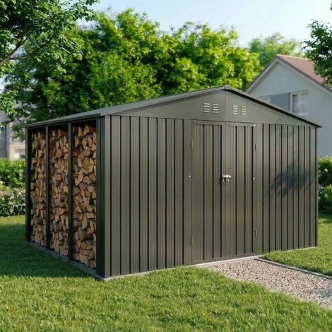 Albatros Gerätehaus 4XL Anthrazit RAL 7016 386,6x325,5x204cm abschließbar inkl. Schloss & Werkzeughaken Gartenhaus aus verzinktem wetterfestem (1/5)