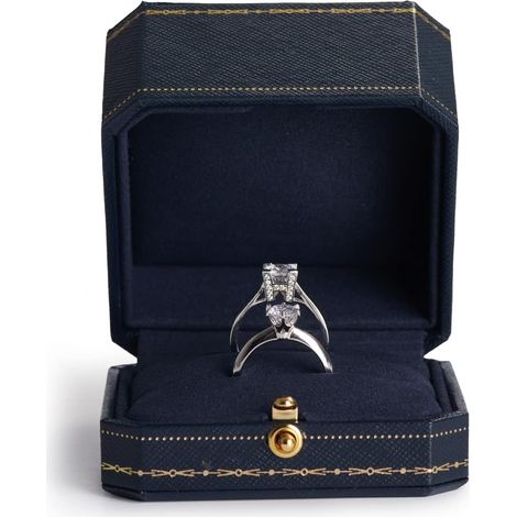 Oirlv PU Cuir Boite Double Bague,Boîte Bague de Fiançailles, Ringbox,pour Proposition, Fiançailles,Mariages (1/5)