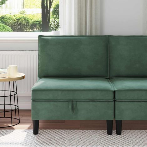 Sofá Medio con Almacenamiento Verde Mar Terciopelo