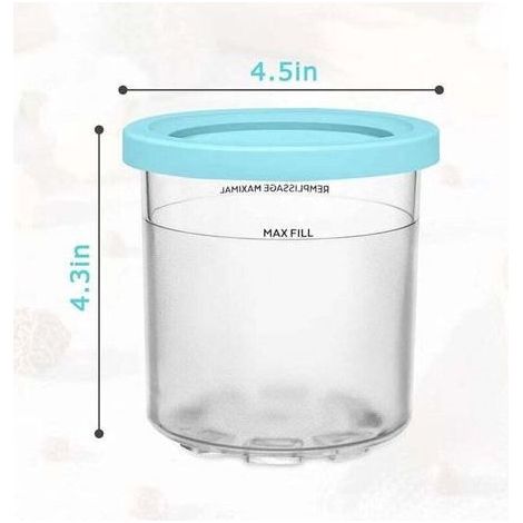 Bacs À Crème Glacée pour Ninja Creami,crème Glacée Compatibles avec Les Sorbetières Ninja La Série NC301 NC300 NC299AMZ, sans BPA Et Lavables Au Lave-Vaisselle (4 paquets+cuillère)
