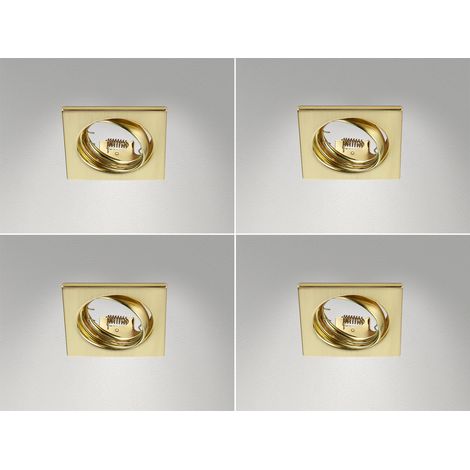 Eckige Einbaustrahler Decke im 4er Set schwenkbar Messing matt GU10 (1/5)