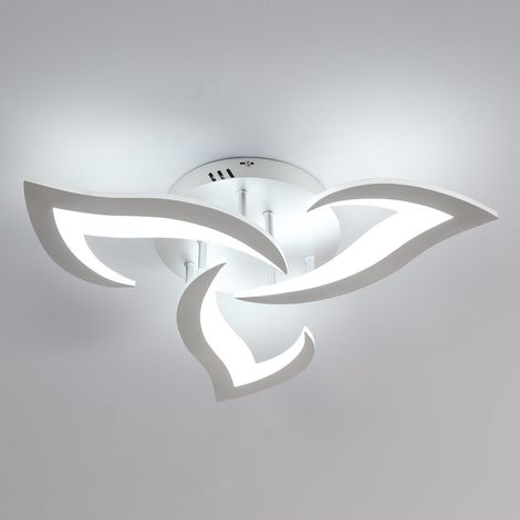 Plafonnier LED, Luminaire Plafonnier 52cm 36W, Lustre Salon Moderne, Lampe de Plafond de Pétale pour Salon Chambre Cuisine Salle à Manger, Lumière Blanche Froide 6500K, Argenté (1/5)
