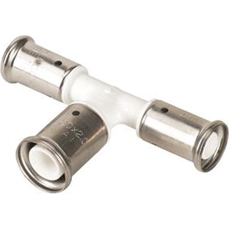 Té multicouche agrandi PVDF blanc inégal à sertir Ø16x2,0 - Ø20x2,0 - Ø16x2,0 - HENCO