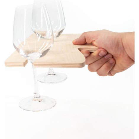 Lupia - Vassoio con manico PORTA SPRITZ DA PARTY 25x18,5 cm Porta calici tagliere per Aperitivo in legno di betulla (1/4)