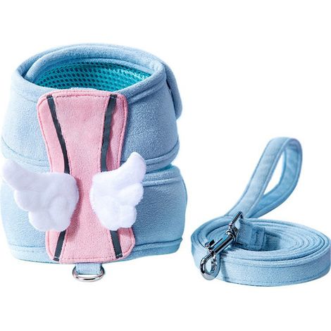 Haustiergeschirr und Leine im Engelsflügel-Design aus atmungsaktivem, verstellbarem Netzgewebe. Geeignet für Hunde, Katzen und andere Haustiere. Größe L (Halsumfang: 30–38 cm, Brustumfang: 40–46 cm). (1/4)