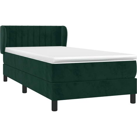 Box Spring Bed with Mattress Dark Green 80x200 cm Velvet vidaXL (1/4)