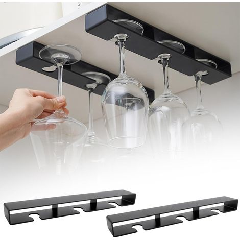 An der Wand montiertes Weinglasregal, an der Wand montiertes Stielglasregal, Weinglasaufbewahrung unter dem Schrank, selbstklebender Stielglas-Organizer, geeignet für Küchen, Cafés, Bars, Restaurants  (1/5)