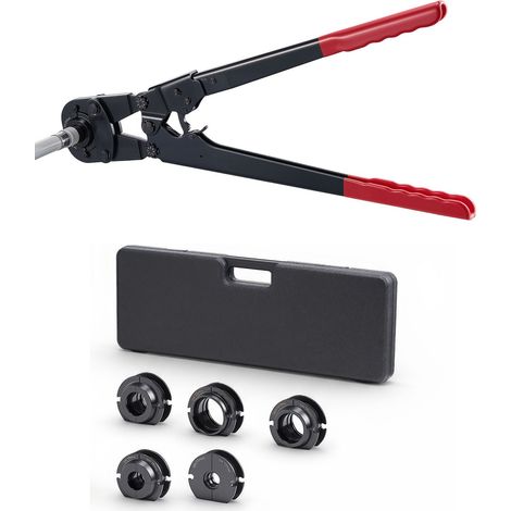 Pince à sertir pour tubes PEX et multicouche, avec mâchoires TH12-32 et poignée pliante. Coffret compact pour installation et réparation de tuyauterie. (1/5)