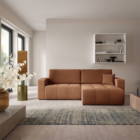 Canapé d'angle réversible convertible 3 places avec coffre Giulia Terracotta (1/5)