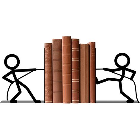 1 Paire de Serre-Livres métalliques Noirs pour étagères, Serre-Livres Fantaisie en Forme de Personnages Jouant au tir à la Corde, Serre-Livre décoratifs pour Organiser(tir à la Corde) (1/5)