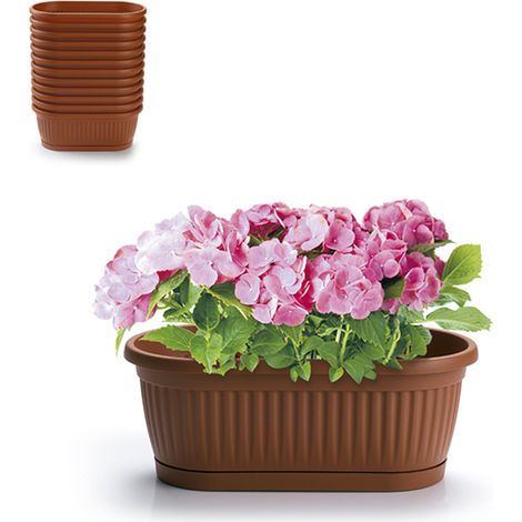 PLASTICFORTE jardinera mini con plato 22x11,5x8,5cm marron , Jardinera con plato 22 x 11,5 x 8,5 cmIncluye platoFabricado en plástico de alta calidadColor marrónInc