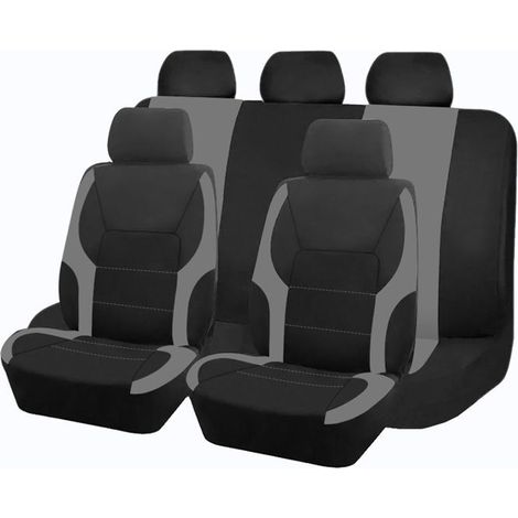Housses de Siège Auto Universelles en Polyester, Design Sportif, Compatibles Voitures et Camions,Auto Accessoires Intérieur,Gris (1/5)