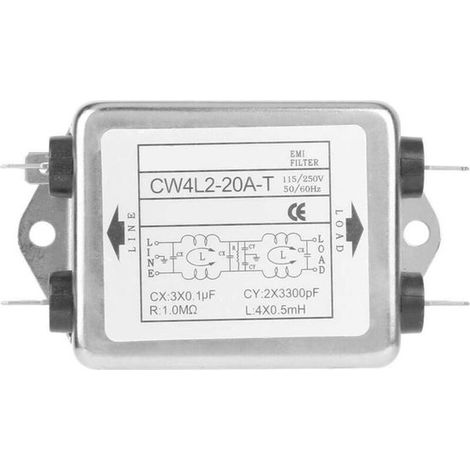 Filtro EMI，supresor de ruido de filtro EMI para fuente de alimentación CW4L2-20A-T，20 A，115 V / 250 V