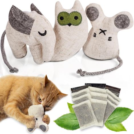 JOUET POUR CHAT AVEC HERBE À CHATS  Lot de 3 jouets pour chats avec 9 sachets d'herbe à chats (chacun de 1,5g)  Jouet herbe à chats pour chats  Jouet pour chats rechargeable (1/5)