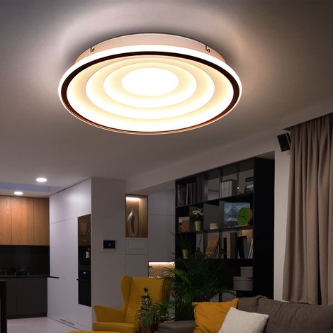 Plafonnier LED salon plafonnier chambre noir blanc, 24W 1200lm blanc chaud, DxH 40x5,7 cm