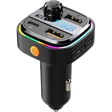 FM 5.0 Transmitter Auto-Radio-Modulator MP3-Player mit farbiger Ambient-Atemlicht PD + USB Schnellladung (1/5)