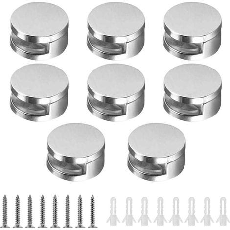 8 clips de fixation ronds pour miroir, support de miroir en alliage de zinc, convient pour 4-7Verre d'un millimètre d'épaisseur (1/5)