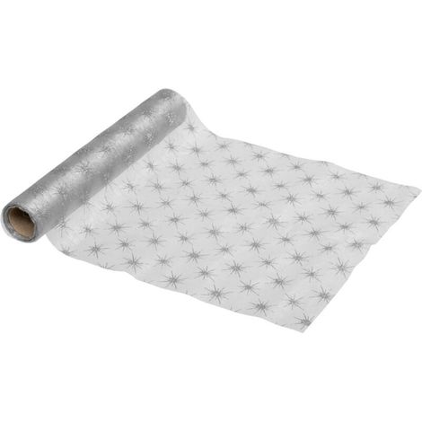 Chemin de table Organza Argent Etoiles 28 x 500 cm - Feeric Christmas