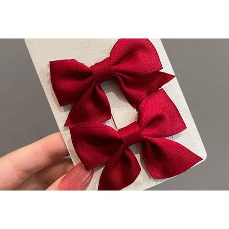 Lot de 2 nœuds rouges - Pince à cheveux - Nœud papillon rouge de Noël - Accessoire coiffure et fête (1/5)