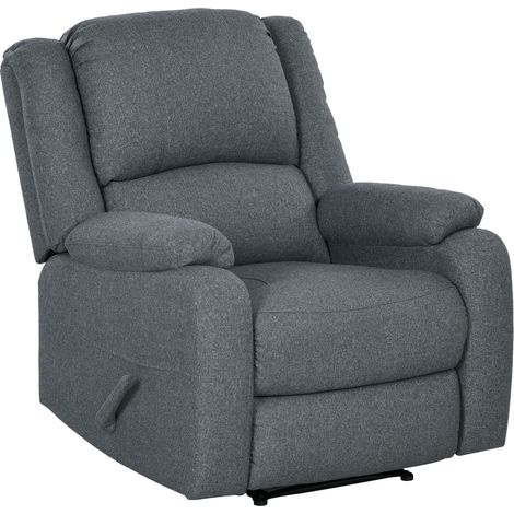 Fauteuil relax HOMCOM manuel, capacité 150 kg, fauteuil TV avec fonction inclinaison, aspect lin, fauteuil TV avec poignée latérale et repose-pieds