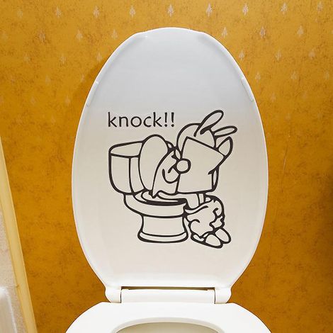 2pcs Autocollants M. Lapin Lisant Le Journal, Sticker Mural Drle Pour Wc, Salle De Bain, Cuisine, Pvc (1/5)