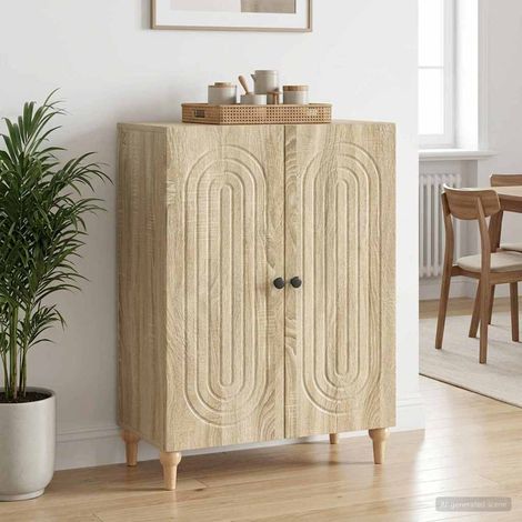 Buffet 2 portes avec étagères, bois d’ingénierie, chêne Sonoma, 66 x 34,5 x 90 cm - PANGIVO (1/5)