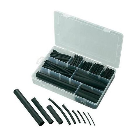 TRU COMPONENTS 1572181 Kit guaine termoretraibili Nero Restringimento:2:1, 3:1, 4:1, 6:1 302 Parti