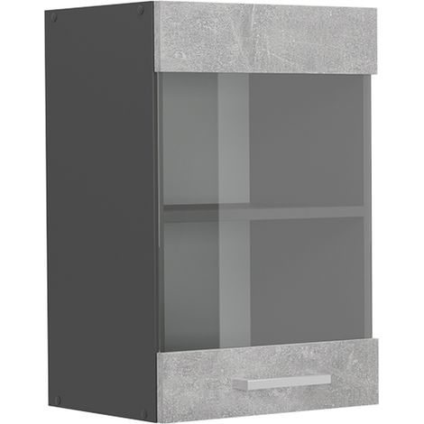 Meuble de cuisine haut vitré R-Line, Béton, 40cm, Vicco (1/5)