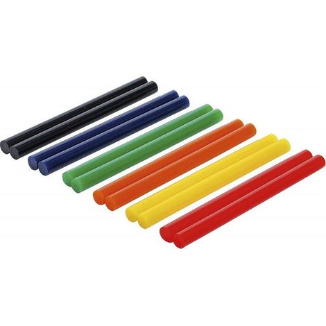 Bâtonnets de Colle Chaude Multicolores D.11 mm 150 mm - Lot de 12 pcs - Adhérence Rapide et Polyvalente - D-Work