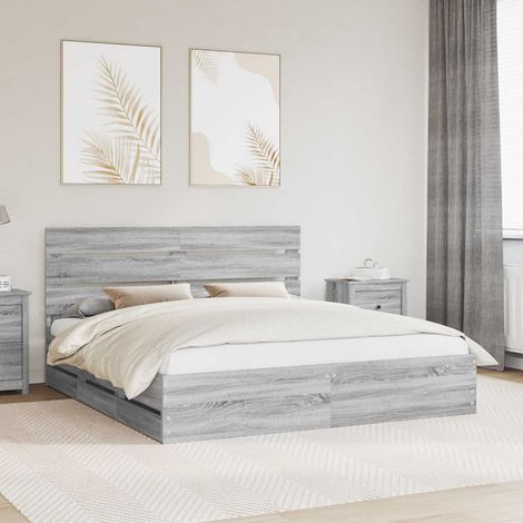 Bettrahmen Graues Sonoma 180 x 200 cm Ingenieurs Holz