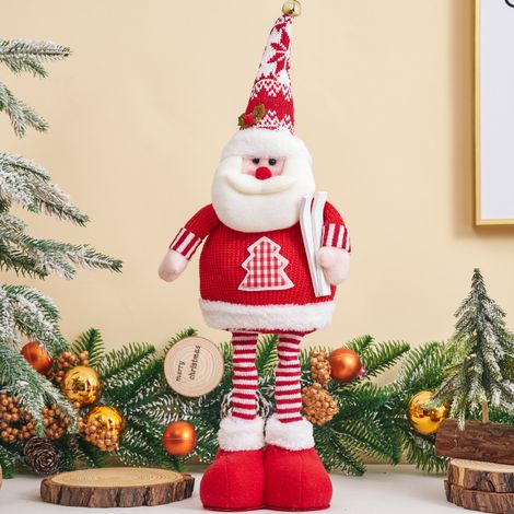 Père Noël extensible décoratif en tricot, figurine de Noël à longues jambes, décoration de vitrine, maison et magasin, personnage de fête, objet déco à suspendre (1/5)