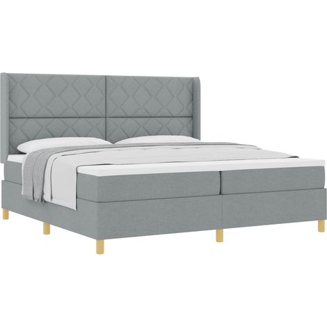 Maison Exclusive - Letto a molle con testiera Grigio chiaro 200 x 200 cm Tessuto (1/5)