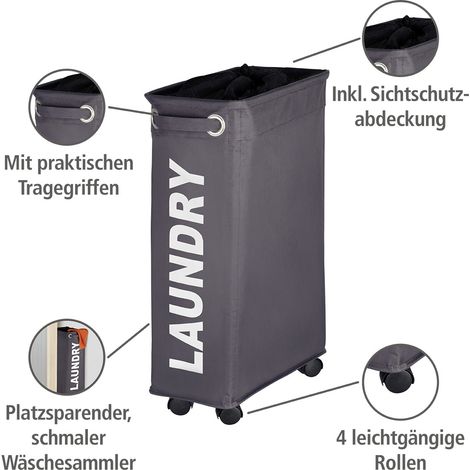 WENKO Wäschesammler Corno Petrol Wäschekorb, 43 l - türkis