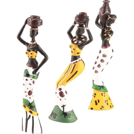Sculpture africaine en résine représentant une femme - Statuette décorative pour la maison ou le bureau (1/5)