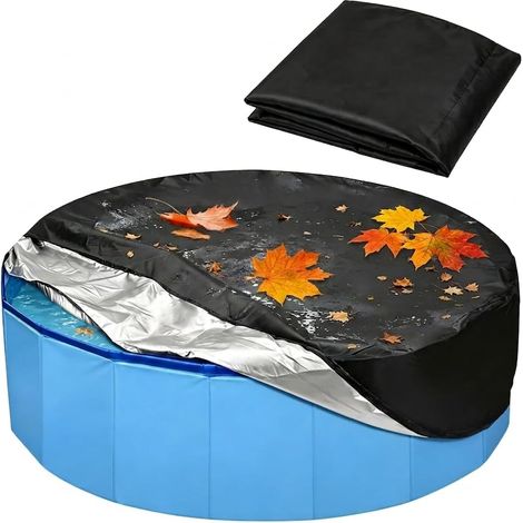 Bâche de piscine ronde, adaptée aux animaux domestiques, 120 x 30 cm, imperméable à la poussière et à l'eau, pliable, résistante aux UV, avec cordon de serrage - un article indispensable pour les pisc (1/5)